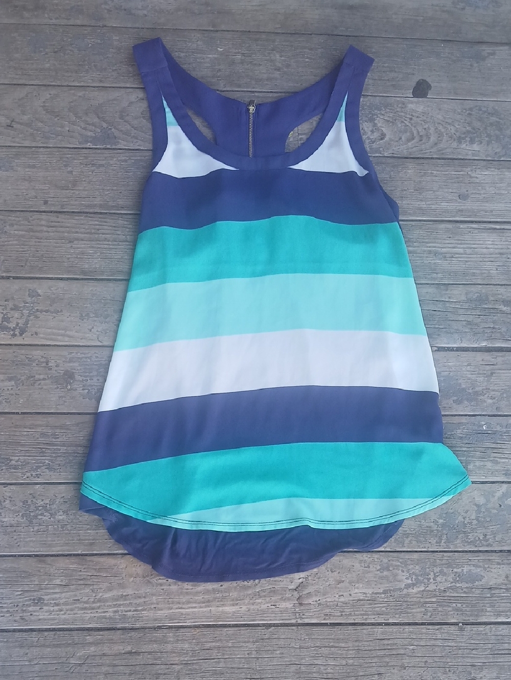 NWT Express Striped Sleeveless Tank Top - Blue, Teal, White